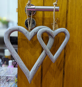 Grey Wood Hanging Heart