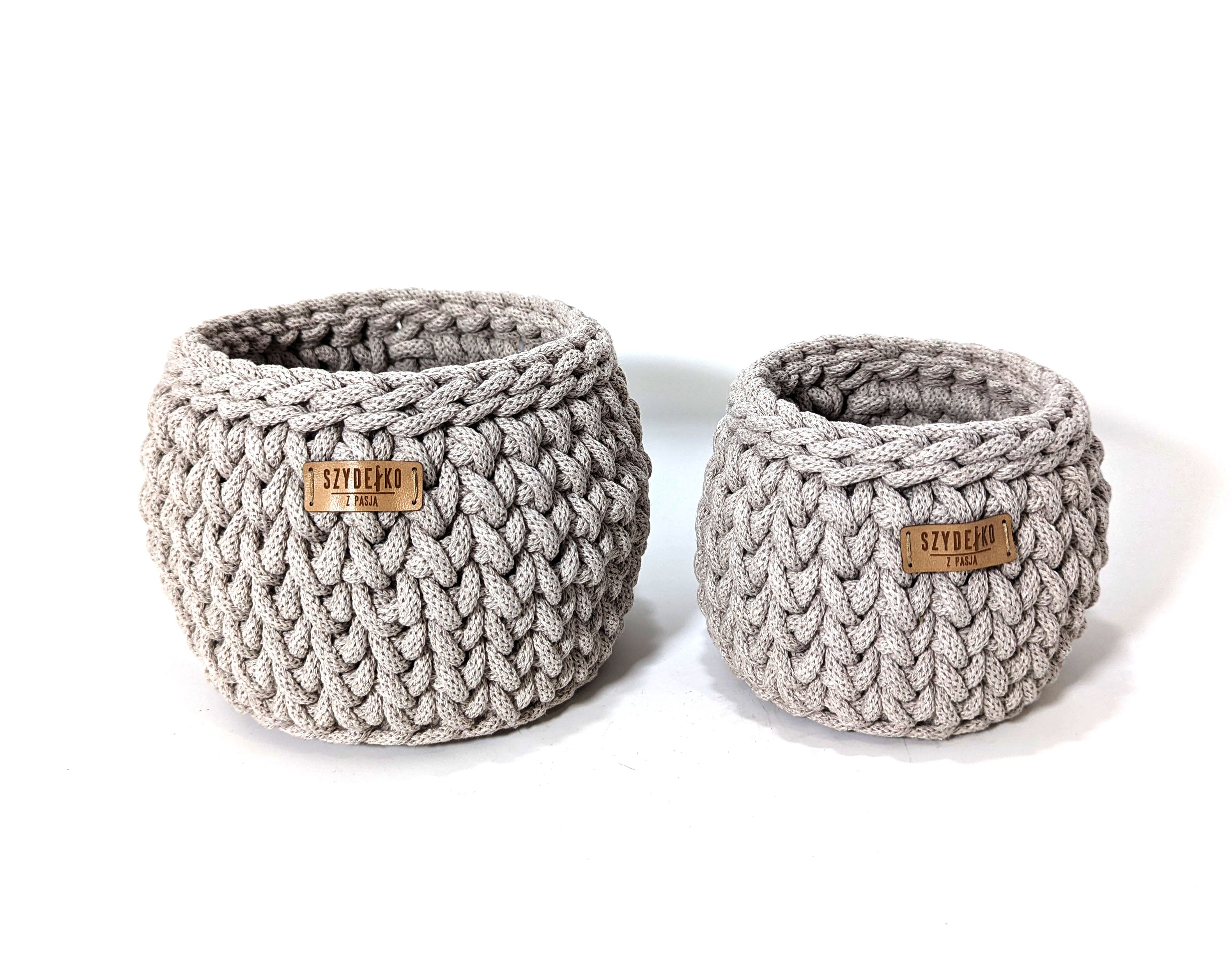 Handmade Cotton Cord Storage Baskets - Cappuccino