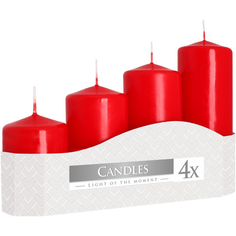 Pillar Candles - Set of 4 in 7 colours