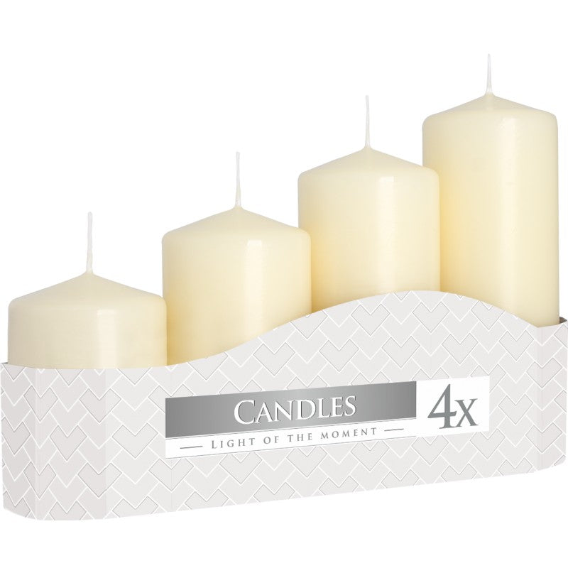 Pillar Candles - Set of 4 in 7 colours