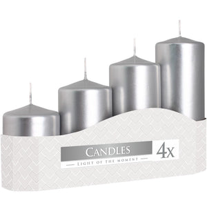 Pillar Candles - Set of 4 in 7 colours