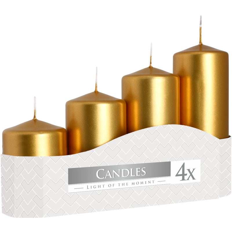 Pillar Candles - Set of 4 in 7 colours